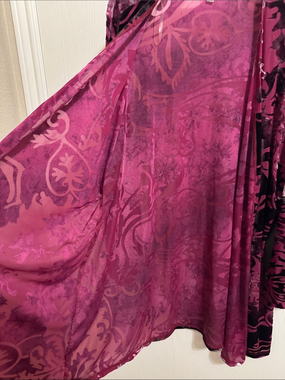 Always Indigo Burnout Velvet Kimono Berry Floral 3/4 Sleeve XL NWT Open Front - Picture 5 of 16